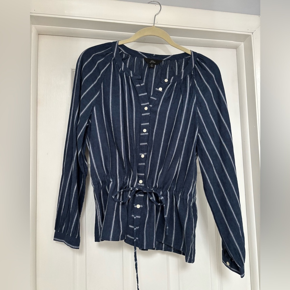 J.Crew cinched waist striped top